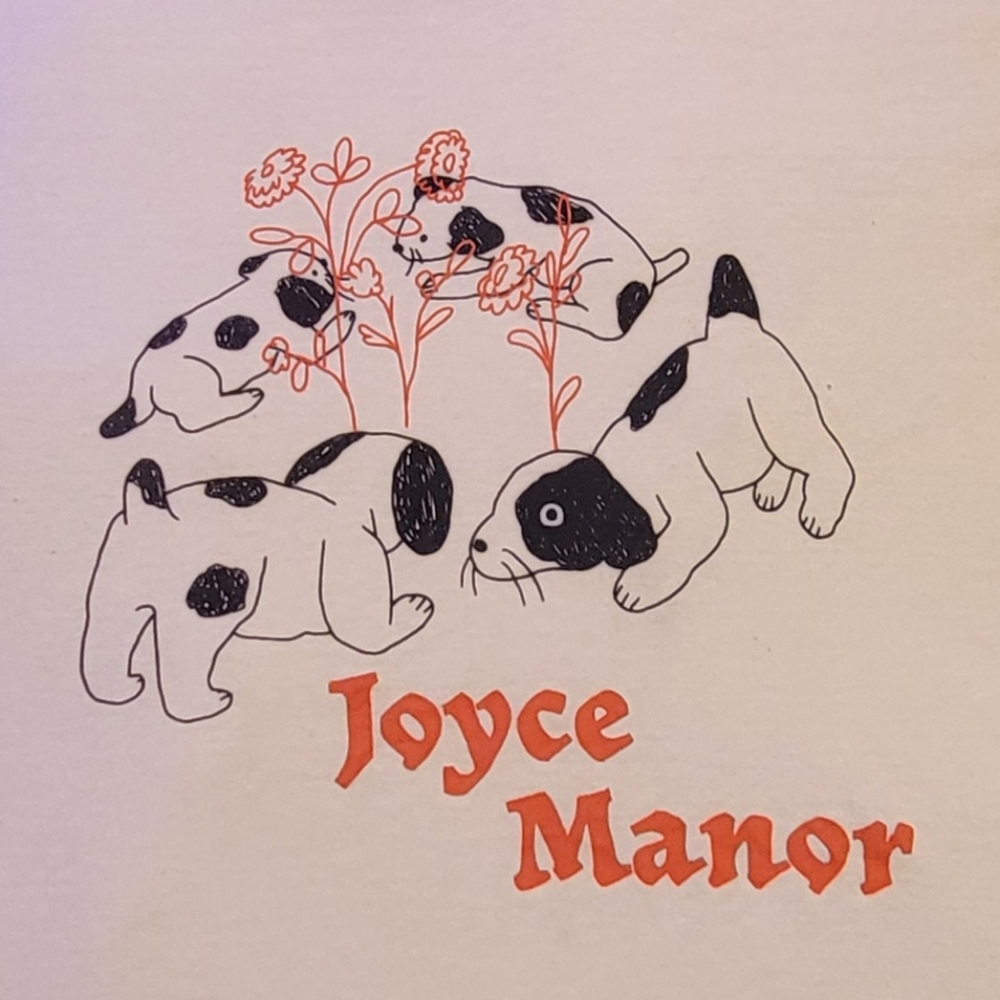 XL Joyce Manor White Puppy Ringer Tee